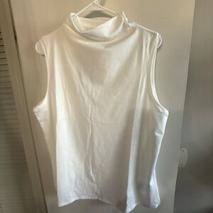 Adidas Womens XL Sleeveless Golf Polo Shirt White Mock Neck Athletic Top NWT
